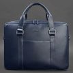 Шкіряна сумка для ноутбука та документів (темно-синя)