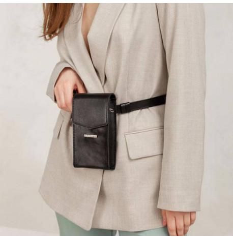 Женская кожаная поясная-кроссбоди сумка Mini (черная)