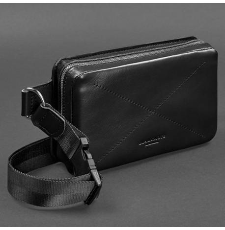 Поясна сумка-бананка Dropbag шкіряна (чорна)
