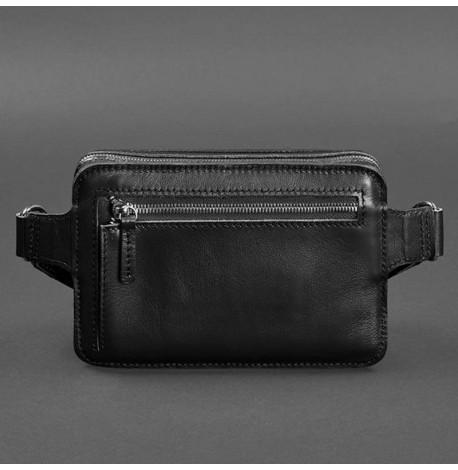 Поясна сумка-бананка Dropbag шкіряна (чорна)