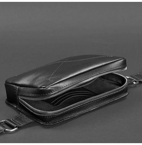 Поясна сумка-бананка Dropbag шкіряна (чорна)