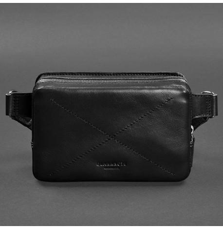 Поясна сумка-бананка Dropbag шкіряна (чорна)