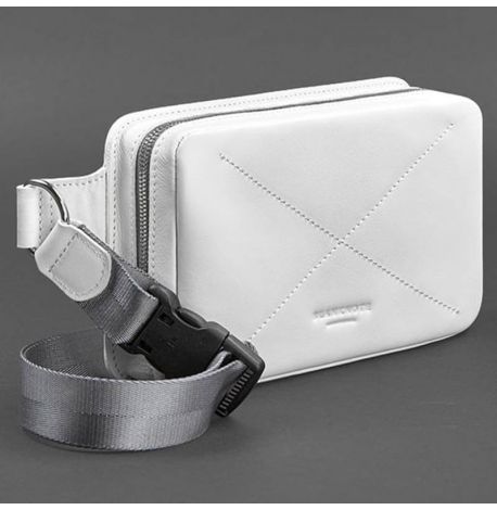 Поясна сумка-бананка Dropbag шкіряна (біла)