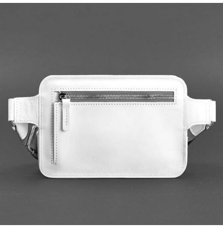 Поясна сумка-бананка Dropbag шкіряна (біла)