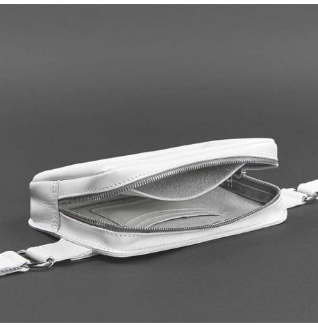 Поясна сумка-бананка Dropbag шкіряна (біла)
