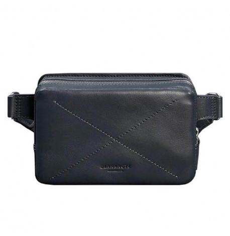 Поясна сумка-бананка Dropbag шкіряна (темно-синя) шкіра Krast