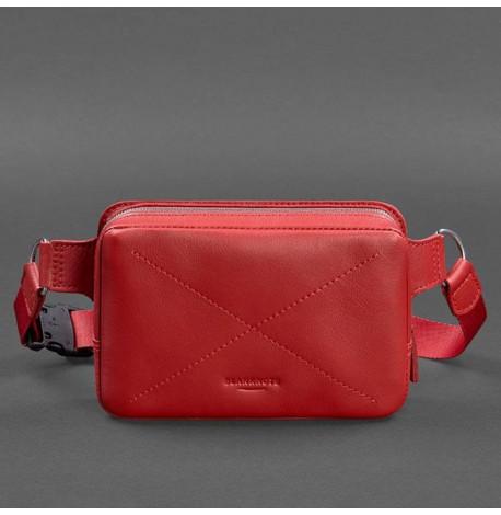 Шкіряна поясна сумка-бананка Dropbag (червона)