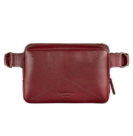 Поясна сумка-бананка Dropbag шкіряна (бордова) шкіра krast