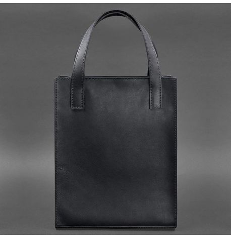 Кожаная женская сумка «Бэтси» с карманом (темно-синяя)