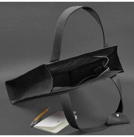 Женская кожаная сумка-шоппер «Бэтси» (черная)