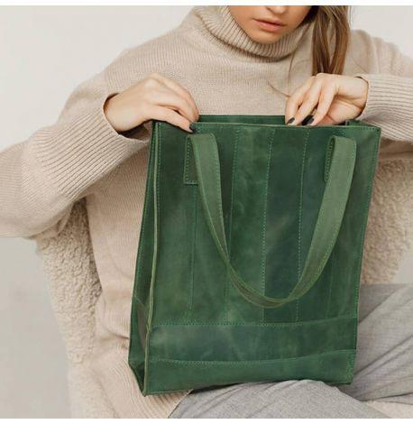 Женская кожаная сумка-шоппер «Бэтси» (зеленая)