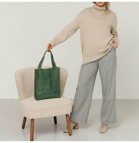 Женская кожаная сумка-шоппер «Бэтси» (зеленая)