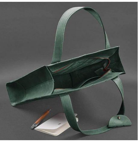 Женская кожаная сумка-шоппер «Бэтси» (зеленая)