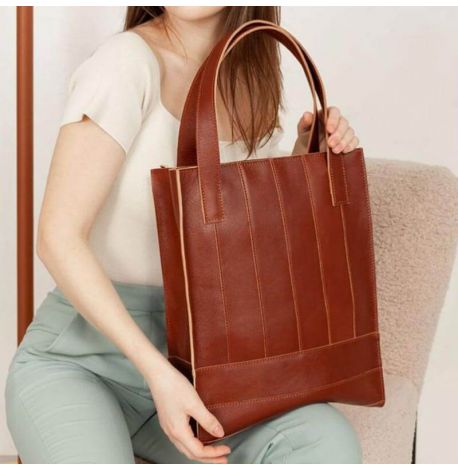 Женская кожаная сумка-шоппер «Бэтси» (светло-коричневая) кожа Krast