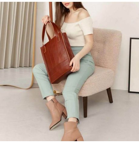 Женская кожаная сумка-шоппер «Бэтси» (светло-коричневая) кожа Krast