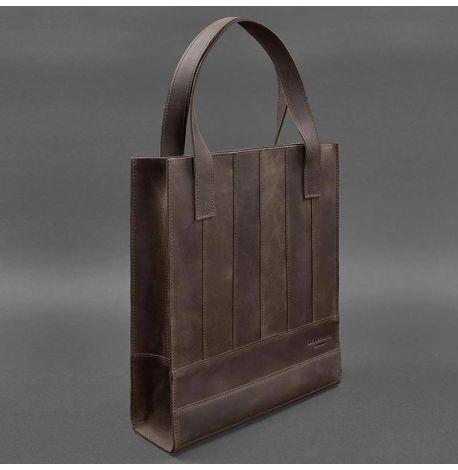 Сумка-шоппер зі шкіри "Бетсі" (темно-коричнева)