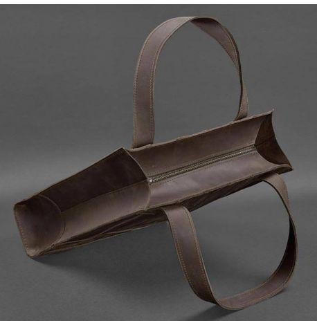 Сумка-шоппер зі шкіри "Бетсі" (темно-коричнева)