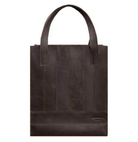 Сумка-шоппер зі шкіри "Бетсі" (темно-коричнева)