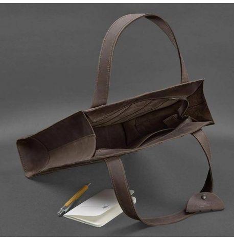 Сумка-шоппер зі шкіри "Бетсі" (темно-коричнева)