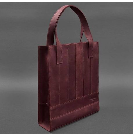 Сумка-шоппер из кожи "Бэтси" (бордовая)