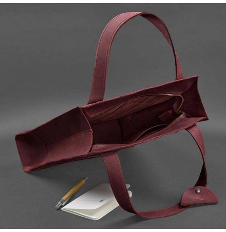 Сумка-шоппер из кожи "Бэтси" (бордовая)