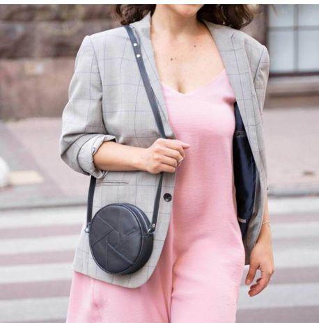 Женская кожаная сумка "Бон-бон" (темно-синяя) кожа krast