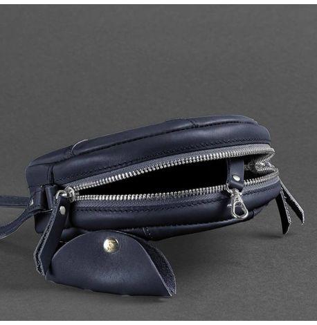 Женская кожаная сумка "Бон-бон" (темно-синяя) кожа krast