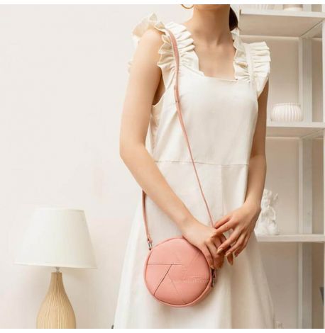 Женская кожаная сумка "Бон-бон" (розовая)