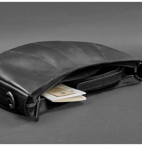 Сумка шкіряна жіноча "Круасан" (чорна) шкіра krast