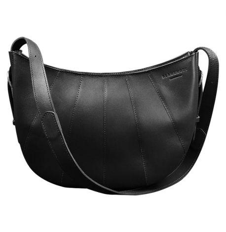 Сумка шкіряна жіноча "Круасан" (чорна) шкіра krast