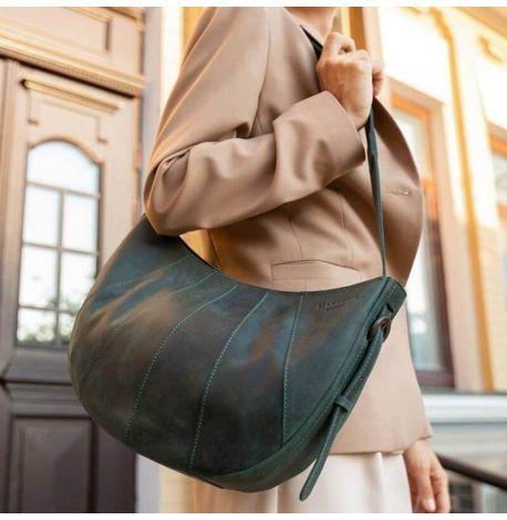 Сумка кожаная женская "Круассан" (зеленая)