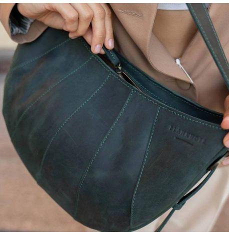 Сумка кожаная женская "Круассан" (зеленая)