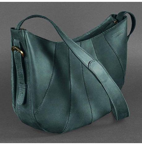 Сумка кожаная женская "Круассан" (зеленая)