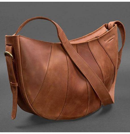 Сумка женская кожаная «Круассан» (светло-коричневая)