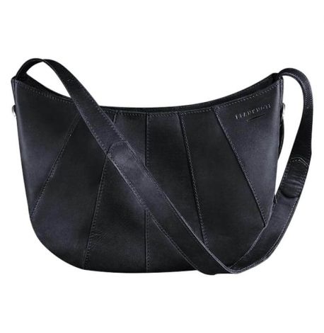 Сумка женская кожаная "Круассан" (темно-синяя)