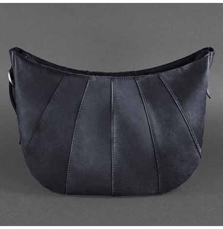 Сумка женская кожаная "Круассан" (темно-синяя)