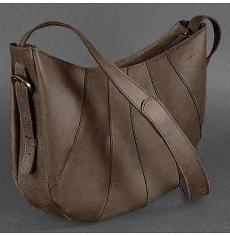 Сумка кожаная женская "Круассан" (темно-коричневая)