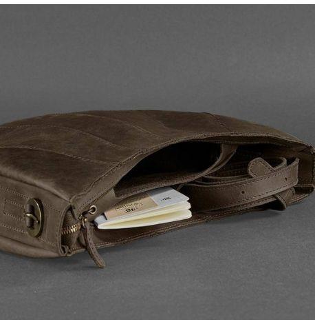 Сумка кожаная женская "Круассан" (темно-коричневая)