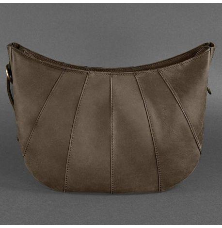 Сумка кожаная женская "Круассан" (темно-коричневая)