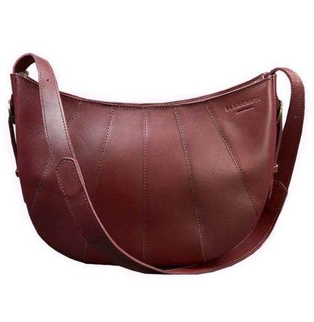Сумка женская кожаная "Круассан" (бордовая) кожа krast