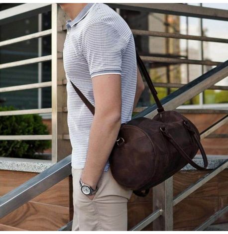 Кожаная дорожная сумка Harper (темно-коричневая) кожа Crazy Horse