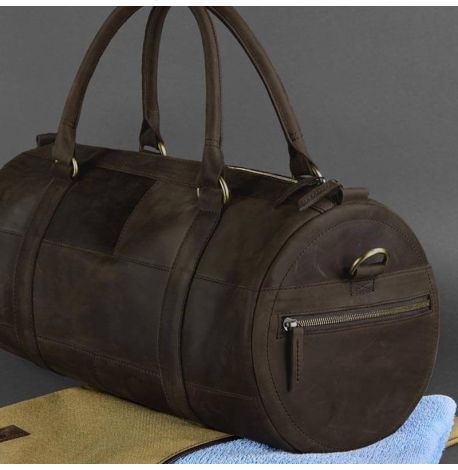 Кожаная дорожная сумка Harper (темно-коричневая) кожа Crazy Horse