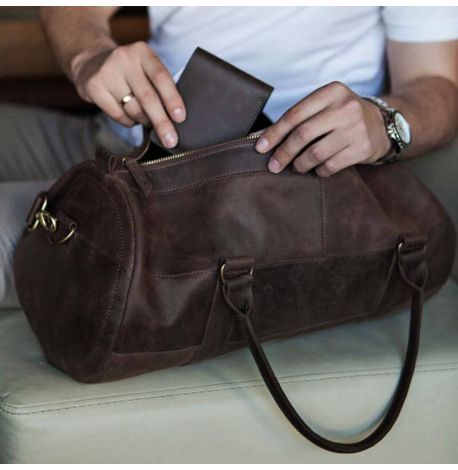 Кожаная дорожная сумка Harper (темно-коричневая) кожа Crazy Horse
