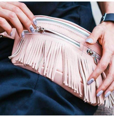 Поясная сумка-бананка Spirit кожаная (розовая)