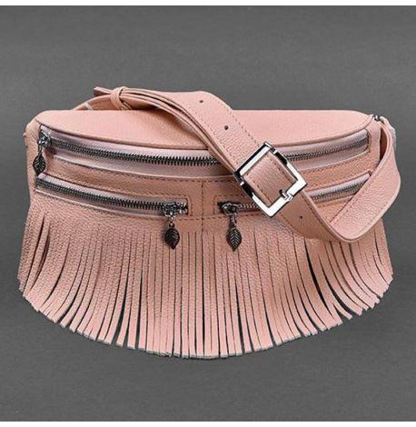 Поясная сумка-бананка Spirit кожаная (розовая)