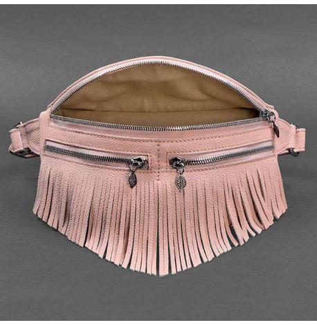 Поясная сумка-бананка Spirit кожаная (розовая)