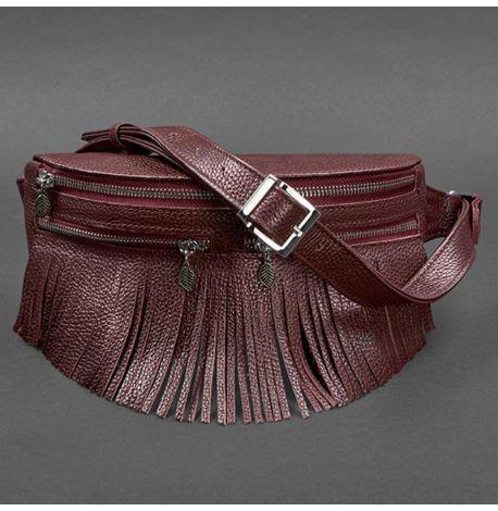 Шкіряна поясна сумка-бананка Spirit (бордова)