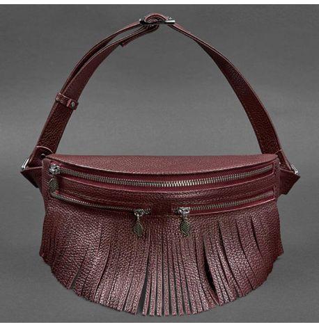 Шкіряна поясна сумка-бананка Spirit (бордова)