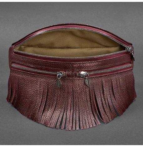 Шкіряна поясна сумка-бананка Spirit (бордова)