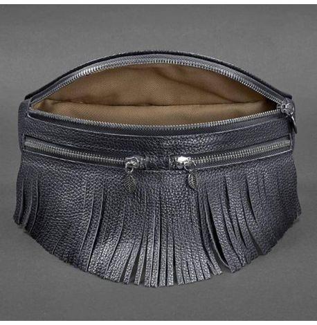 Поясна сумка-бананка Spirit шкіряна (темно-синя)